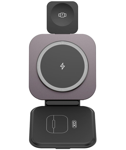 Bežični mrežni punjač XO Design CX035 3u1, 15W, 1.67A, Crni, Obnovljen