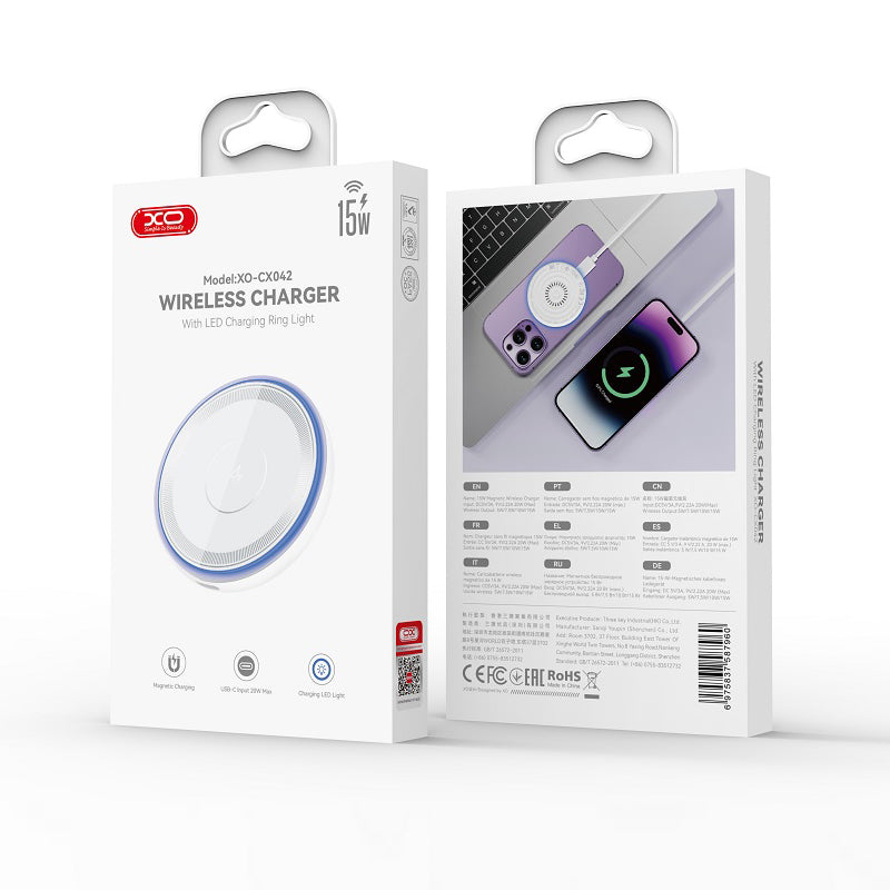 Bežični mrežni punjač XO Design CX042, 15W, 1.67A, Bijeli