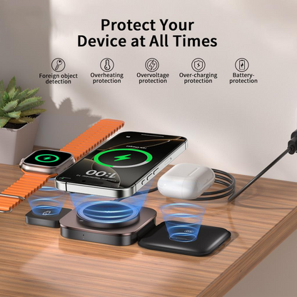 Bežični mrežni punjač XO Design CX035 3u1, 15W, 1.67A, Crni, Obnovljen