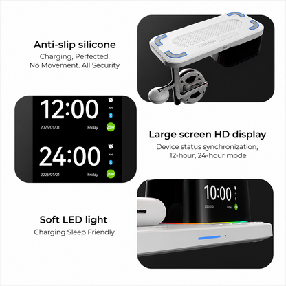 Bežični mrežni punjač s Bluetooth zvučnikom XO Design CX045 5u1, 25W, Bijeli