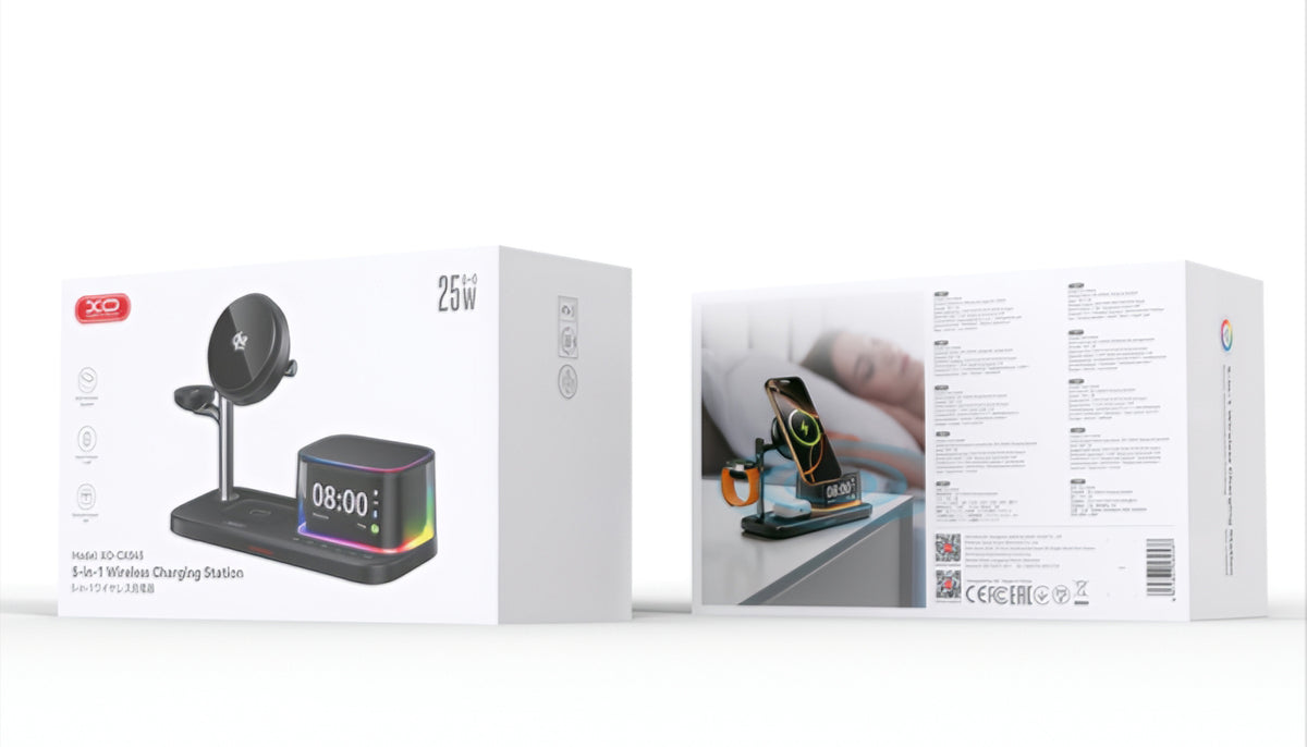 Bežični mrežni punjač s Bluetooth zvučnikom XO Design CX045 5in1, 25W, Crni