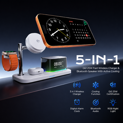 Bežični mrežni punjač s Bluetooth zvučnikom XO Design CX045 5in1, 25W, Crni