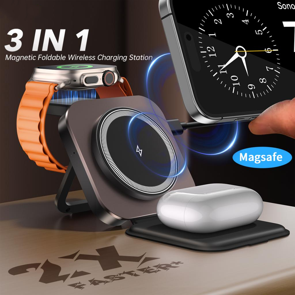 Bežični mrežni punjač XO Design CX035 3u1, 15W, 1.67A, Crni, Obnovljen
