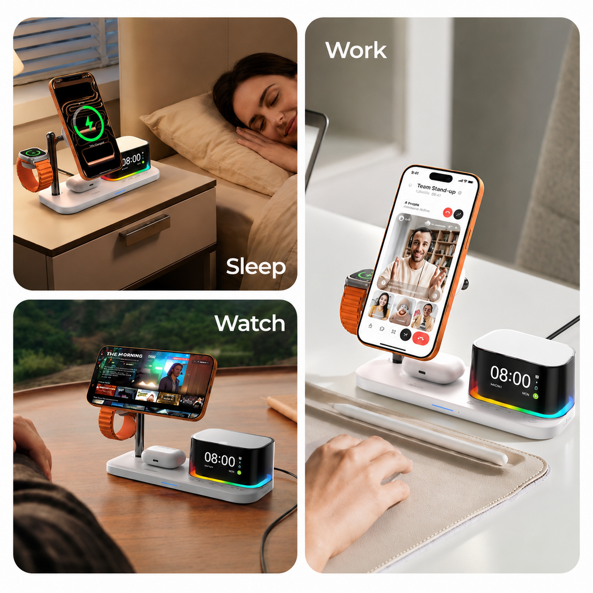 Bežični mrežni punjač s Bluetooth zvučnikom XO Design CX045 5u1, 25W, Bijeli