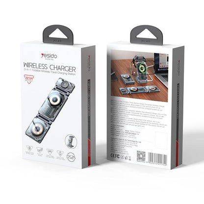 Bežični punjač Yesido DS25 3u1, 15W, 1.67A, Crni