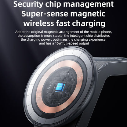 Bežični punjač Yesido DS26 3u1, 15W, 1.67A, Sivi