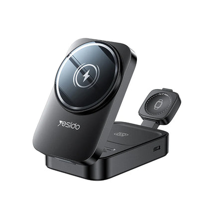 Bežični punjač Yesido DS27 3u1, 15W, 1.67A, Crni