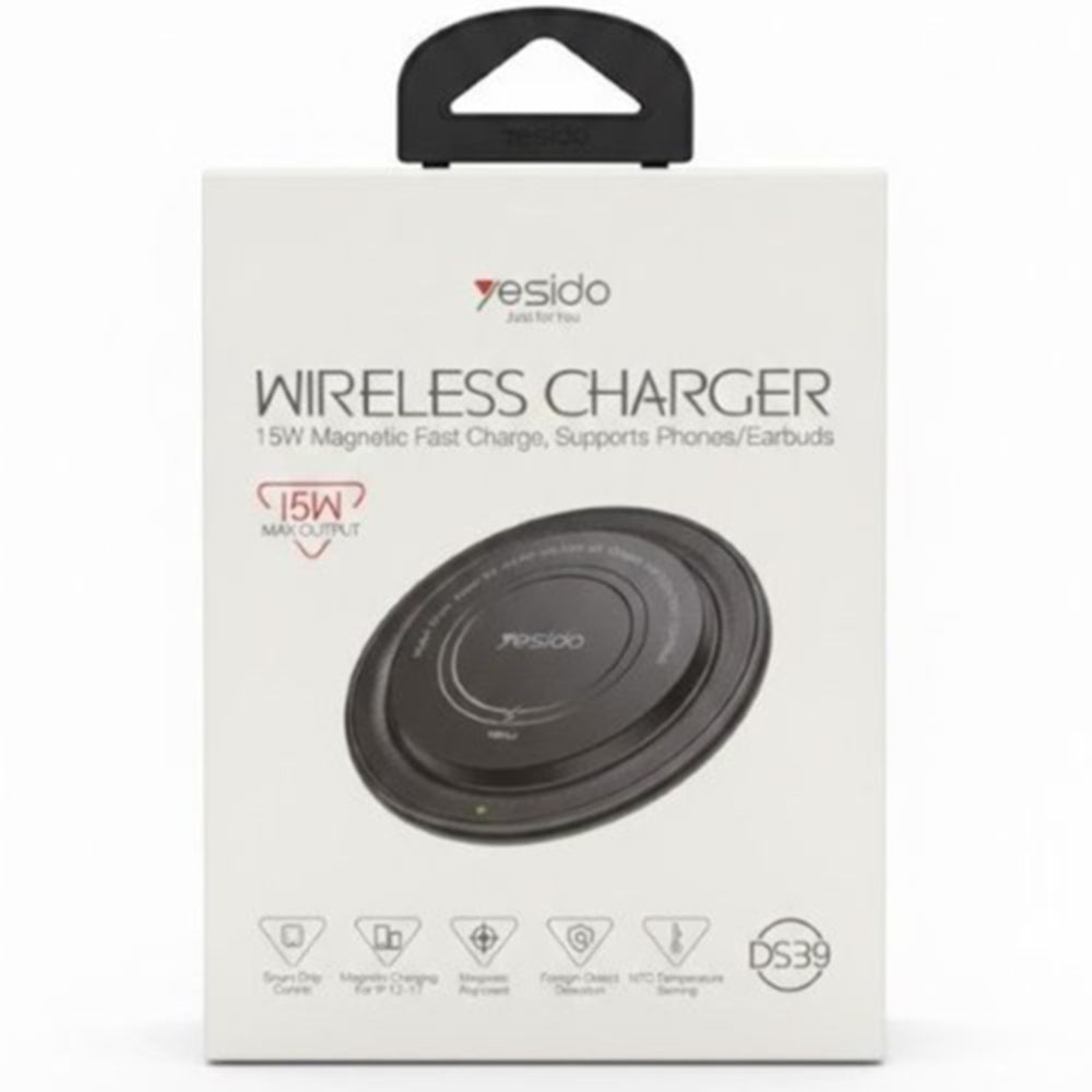 Bežični punjač Yesido DS39, 15W, 1.67A, Crni