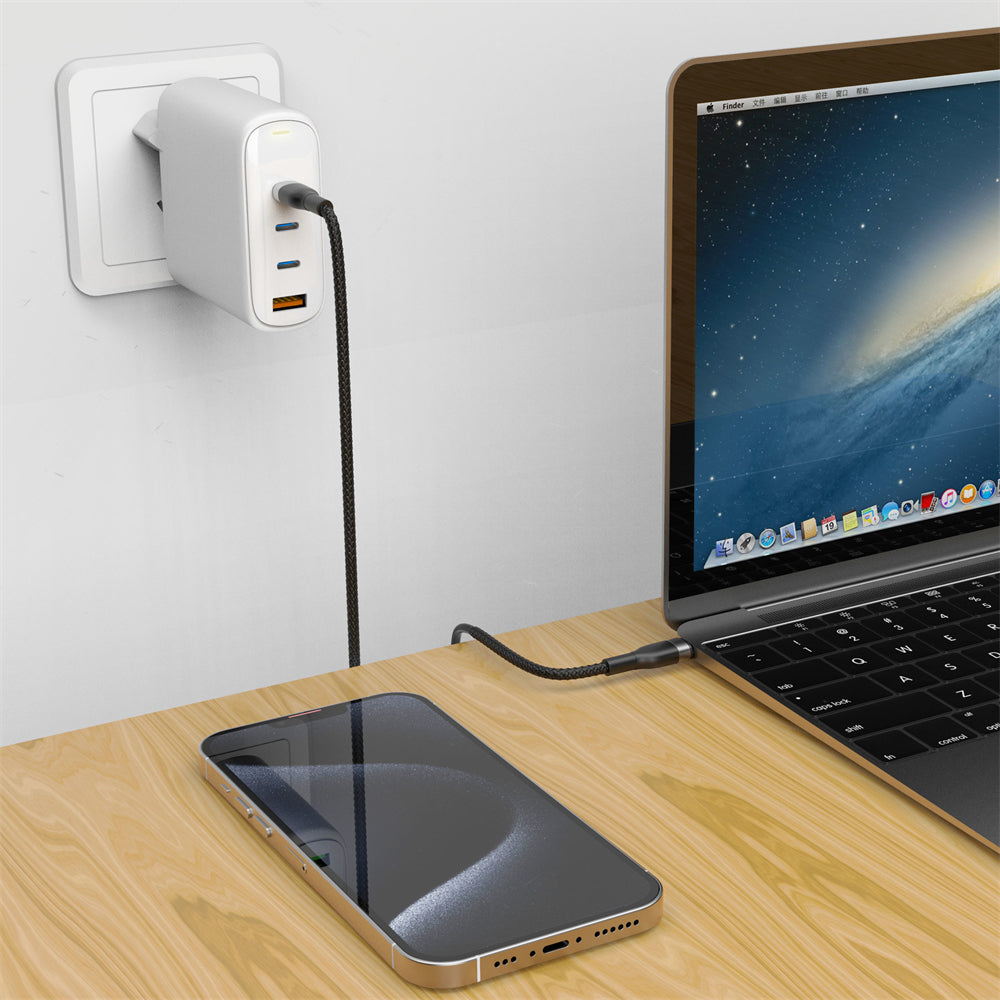 Punjač za mrežu WiWu Wi-U020, 120W, 3A, 1 x USB-A - 3 x USB-C, Bijeli