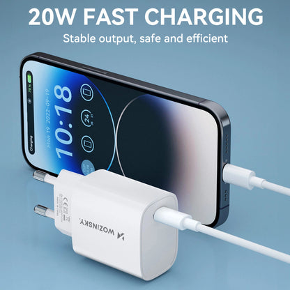 Mrežni punjač WZK WGWCCW, 20W, 3A, 1 x USB-C, Bijela