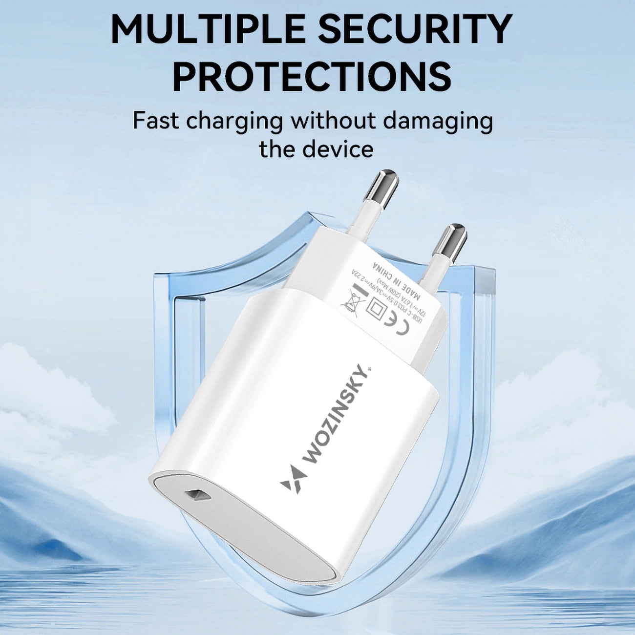 Mrežni punjač WZK WGWCCW, 20W, 3A, 1 x USB-C, Bijela