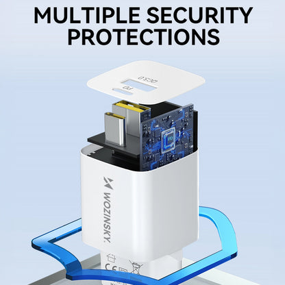 Punjač za mrežu WZK WWCEAC, 33W, 3A, 1 x USB-A - 1 x USB-C, Bijeli