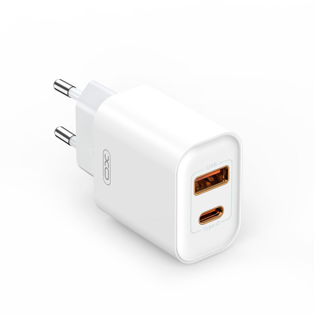 Punjač mreže XO Design BPCE12, 20W, 3A, 1 x USB-A - 1 x USB-C, Bijeli