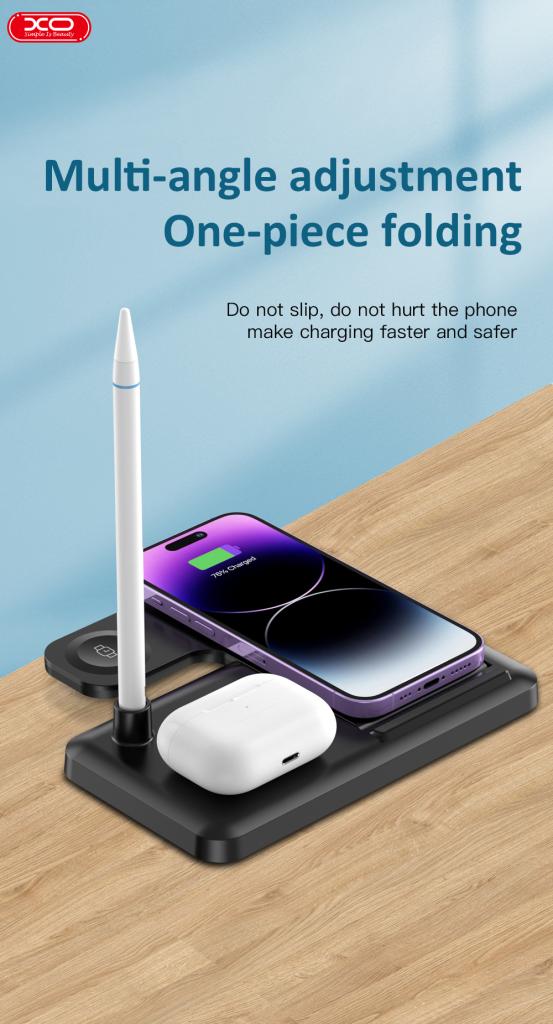 Bežični punjač XO Design WX033 4u1, 15W, 1.67A, Crni