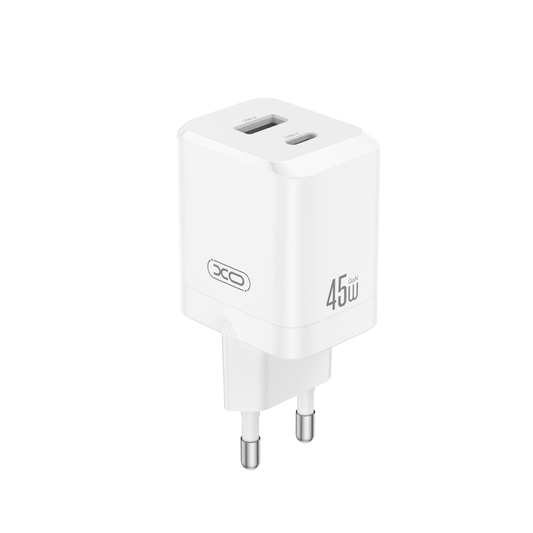 Punjač mreže XO Design CE36, 45W, 3A, 1 x USB-A - 1 x USB-C, Bijeli