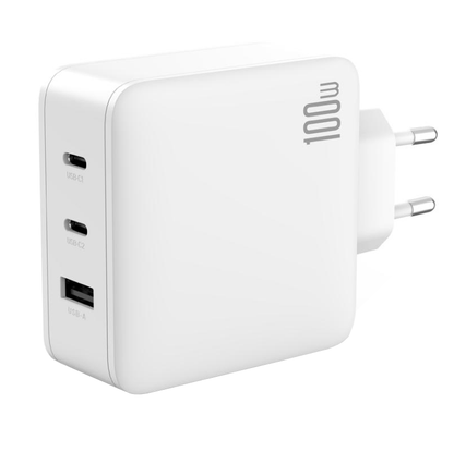 XO Design CE14 mrežni punjač, 100W, 3.25A, 1 x USB-A - 2 x USB-C, Bijela