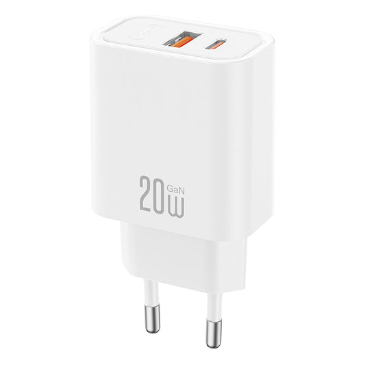 Punjač za mrežu XO Design CE40, 20W, 3A, 1 x USB-A - 1 x USB-C, Bijela