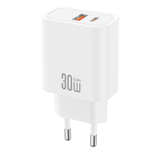 Punjač Mreže XO Design CE42, 30W, 3A, 1 x USB-A - 1 x USB-C, Bijela