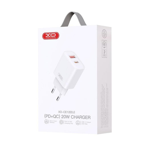 Punjač mreže XO Design BPCE12, 20W, 3A, 1 x USB-A - 1 x USB-C, Bijeli