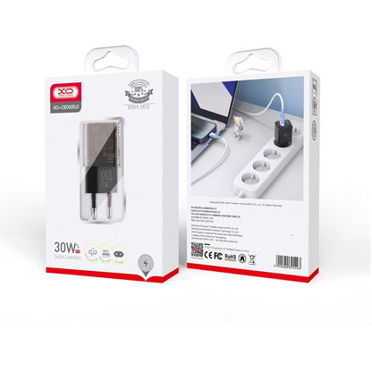 Punjač mreže XO Design CE05, 30W, 3A, 1 x USB-A - 1 x USB-C, Smeđi
