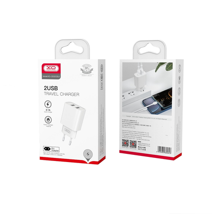 Punjač mreže XO Design CE02C, 10.5W, 2.1A, 2 x USB-A, Bijeli