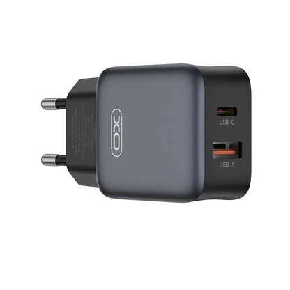 Punjač mreže XO Design L156, 30W, 3A, 1 x USB-A - 1 x USB-C, Crni