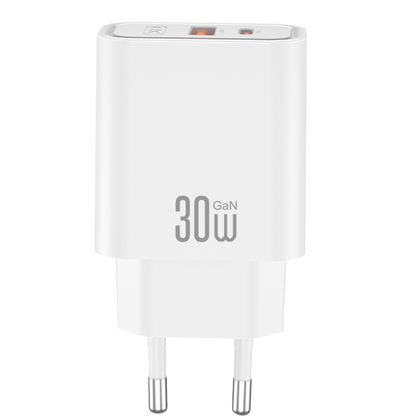 Punjač Mreže XO Design CE42, 30W, 3A, 1 x USB-A - 1 x USB-C, Bijela