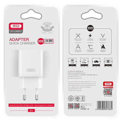 Punjač za mrežu XO Design L99, 12W, 2.4A, 1 x USB-A, Bijeli