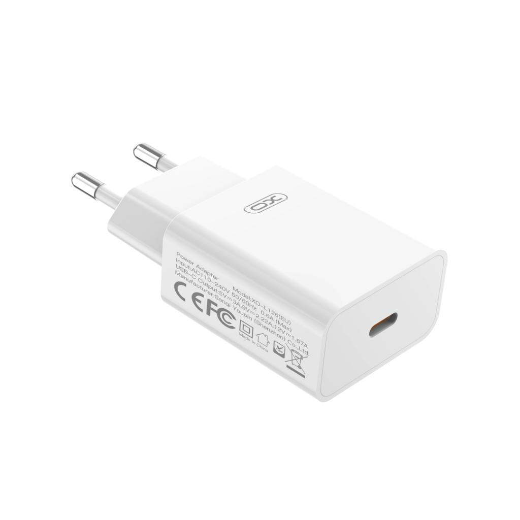 Punjač mreže XO Design L126, 20W, 3A, 1 x USB-C, Bijeli