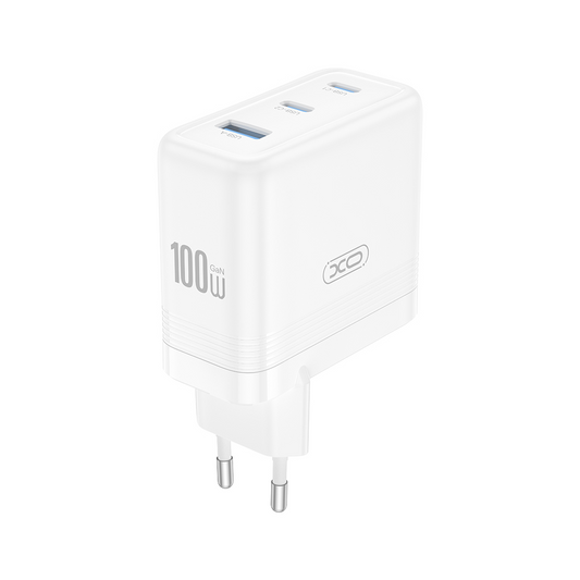Punjač mreže XO Design CE35, 100W, 5A, 1 x USB-A - 2 x USB-C, Bijeli