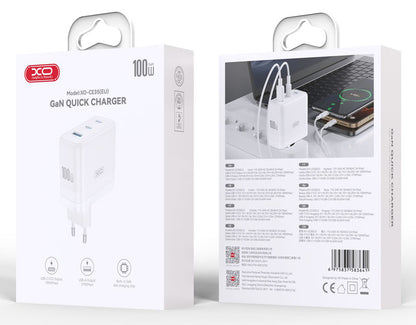Punjač mreže XO Design CE35, 100W, 5A, 1 x USB-A - 2 x USB-C, Bijeli