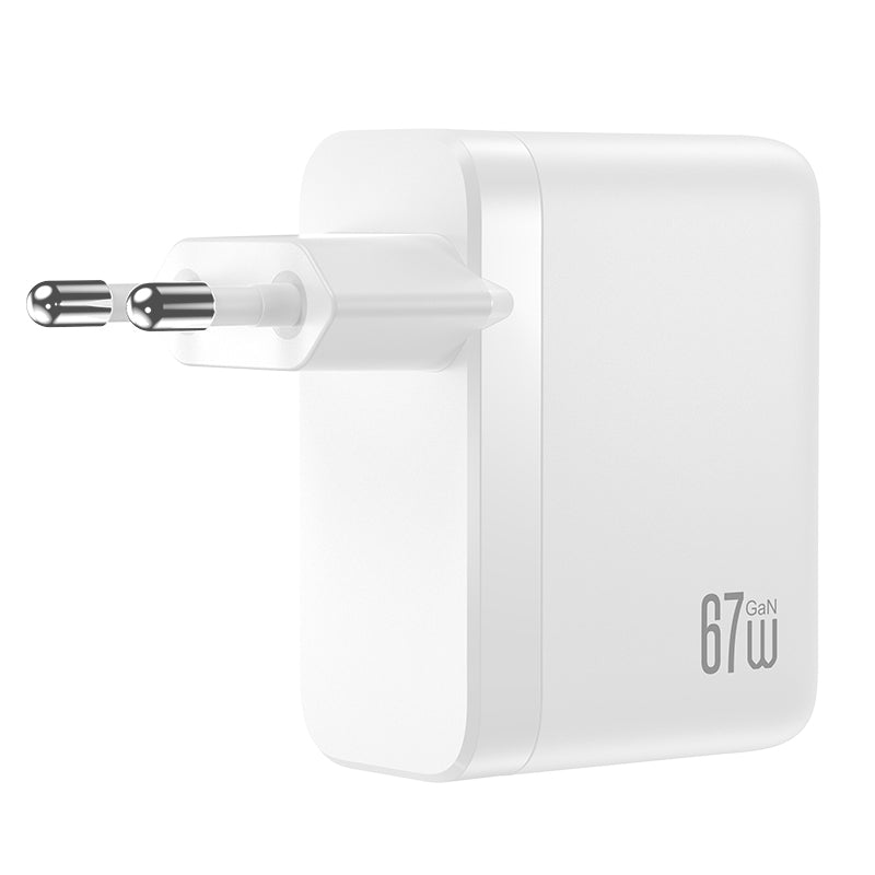 XO Design CE39 mrežni punjač, 67W, 3A, 1 x USB-A - 3 x USB-C, Bijela