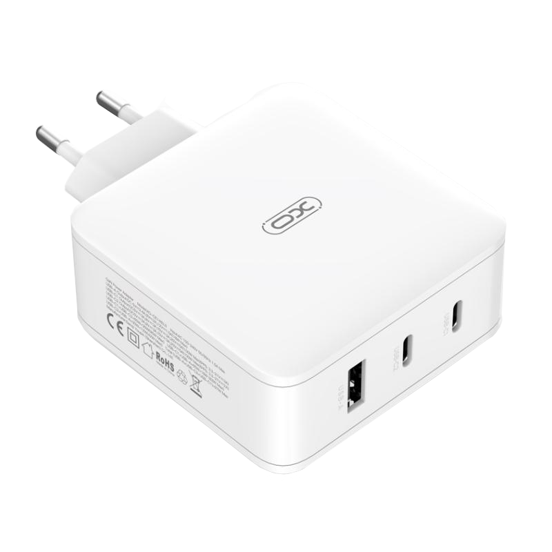 XO Design CE14 mrežni punjač, 100W, 3.25A, 1 x USB-A - 2 x USB-C, Bijela