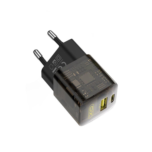 Punjač mreže XO Design CE05, 30W, 3A, 1 x USB-A - 1 x USB-C, Smeđi