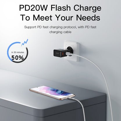 Punjač za putovanja Yesido MC17, 20W, 3A, 1 x USB-A - 1 x USB-C, Crni