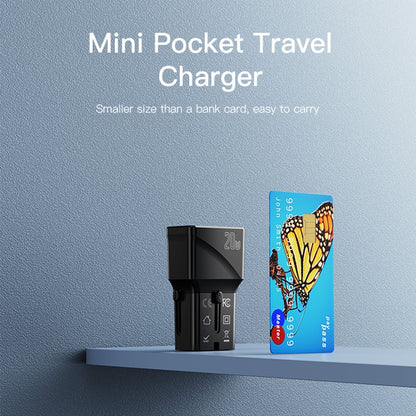 Punjač za putovanja Yesido MC17, 20W, 3A, 1 x USB-A - 1 x USB-C, Crni