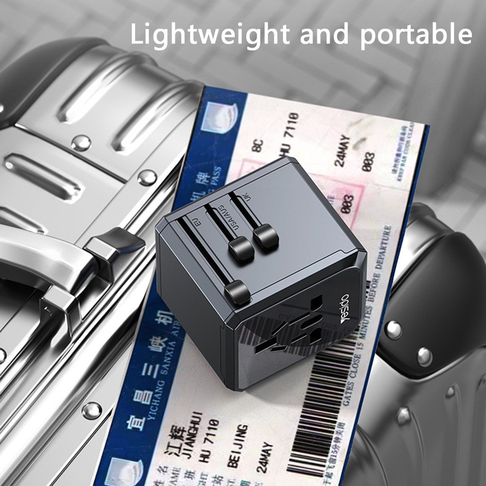 Punjač za mrežu Yesido MC24 Travel, 20W, 3A, 3 x USB-A - 1 x USB-C, Crni