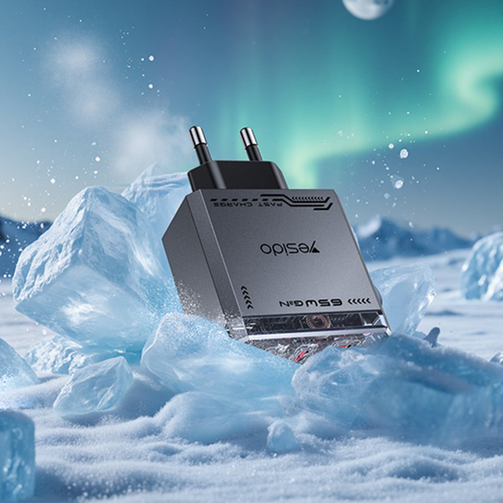 Punjač za mrežu Yesido YC101, 65W, 3.25A, 1 x USB-A - 2 x USB-C, Crni