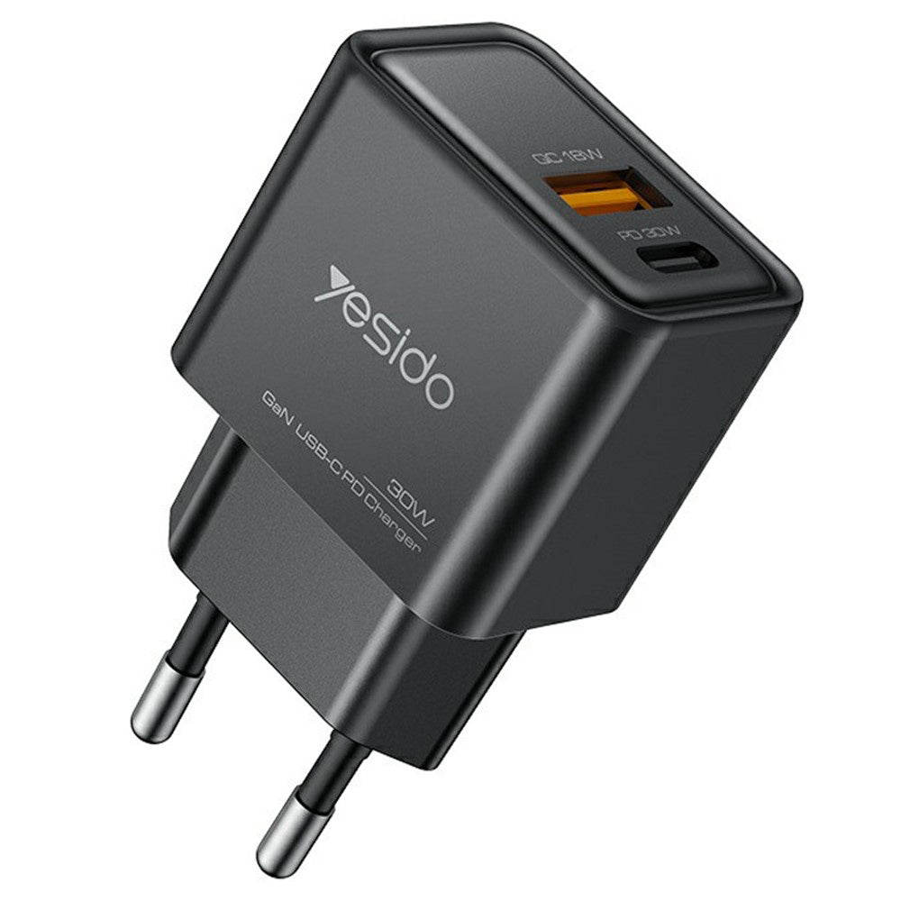 Punjač mreže Yesido YC64, 30W, 3A, 1 x USB-A - 1 x USB-C, Crni