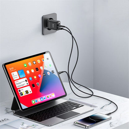 Mrežni punjač Yesido YC68, 20W zaslon, 3A, 1 x USB-A - 1 x USB-C, Crni