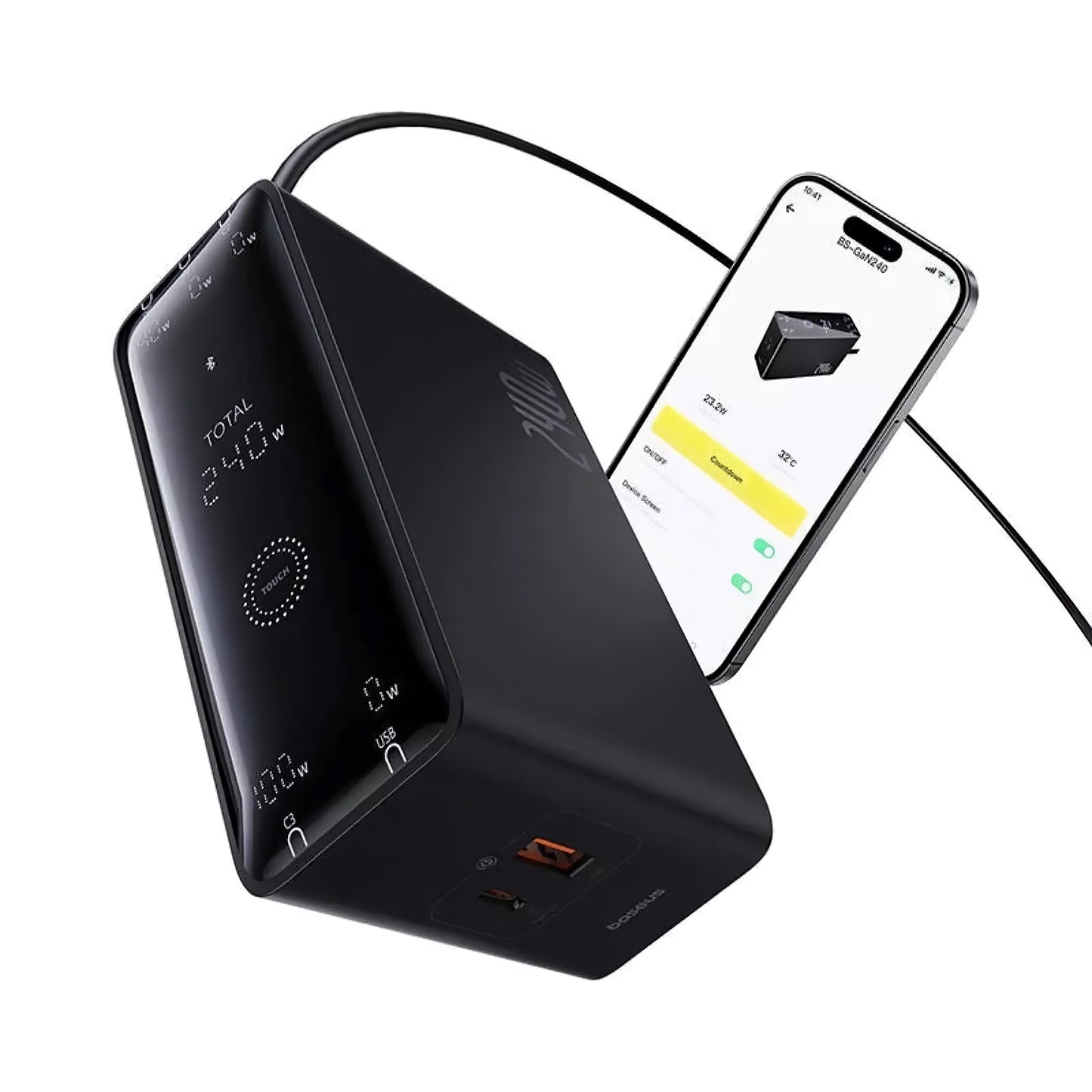 Punjač Stanica Baseus 5in1, 240W, 5A, 1 x USB-A - 3 x USB-C - 1 x DC, Crni P10163901113-00