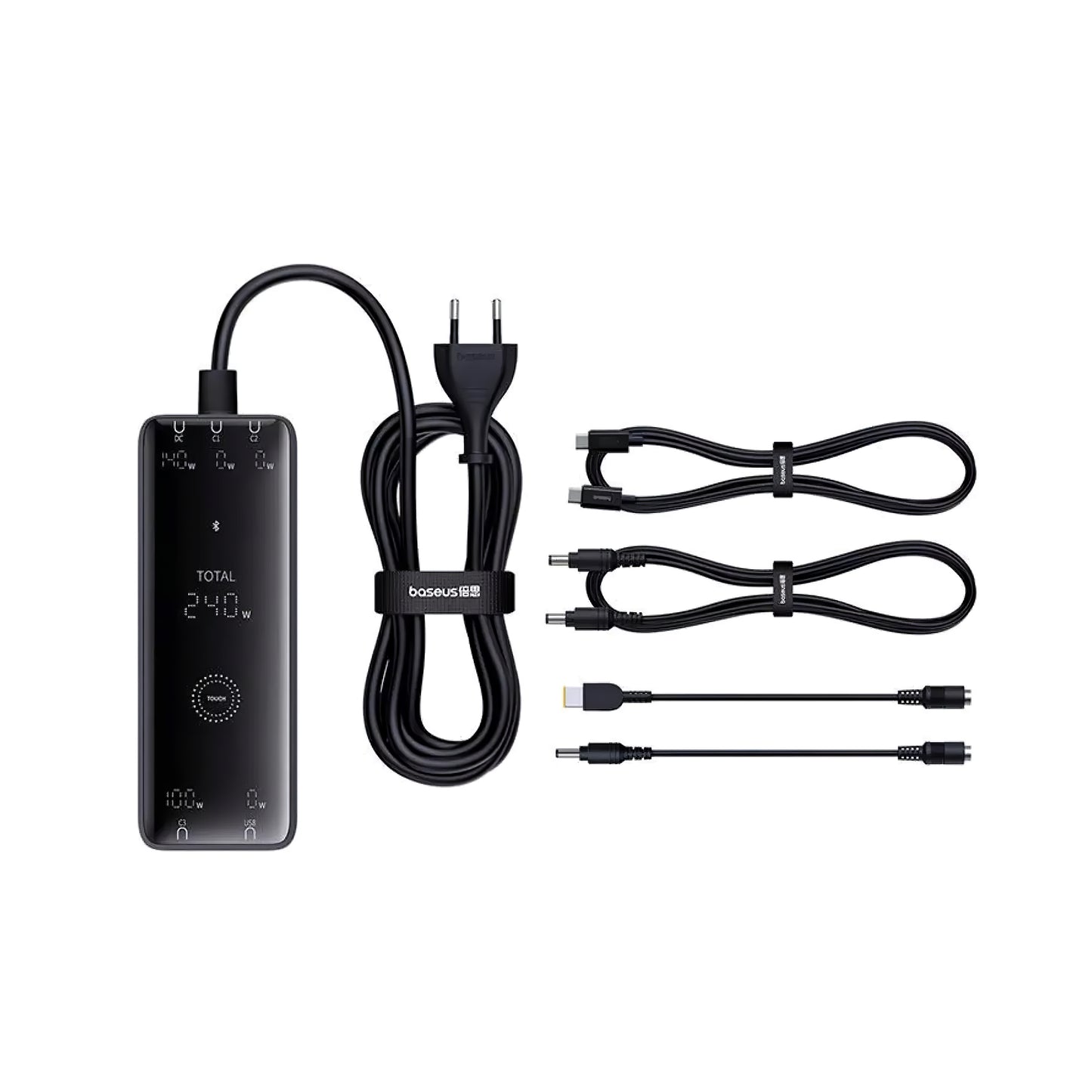 Punjač Stanica Baseus 5in1, 240W, 5A, 1 x USB-A - 3 x USB-C - 1 x DC, Crni P10163901113-00