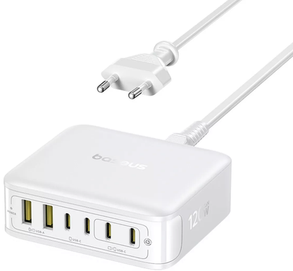 Punjač Stanica Baseus EnerFill FH21, 120W, 3.25A, 2 x USB-A - 4 x USB-C, Bijela E0120T01