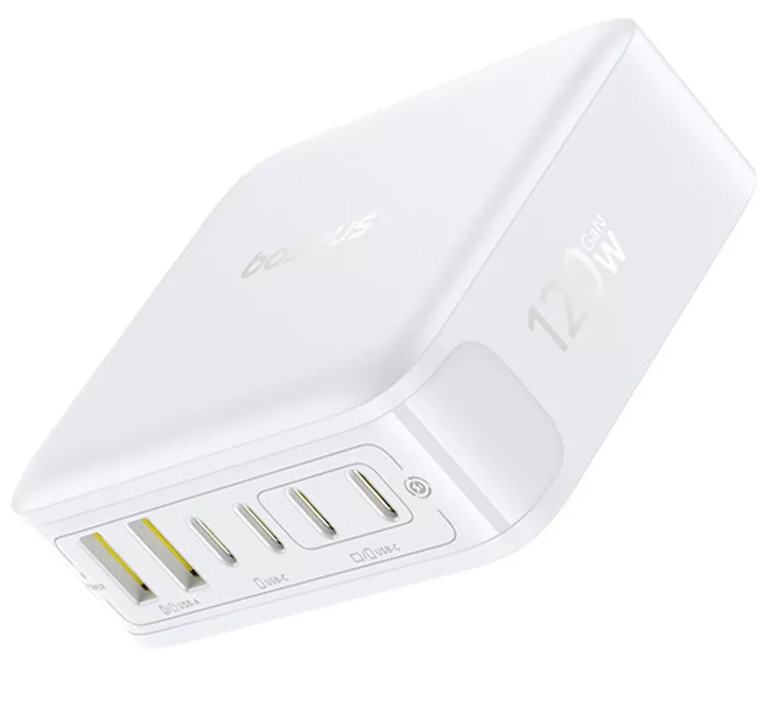 Punjač Stanica Baseus EnerFill FH21, 120W, 3.25A, 2 x USB-A - 4 x USB-C, Bijela E0120T01