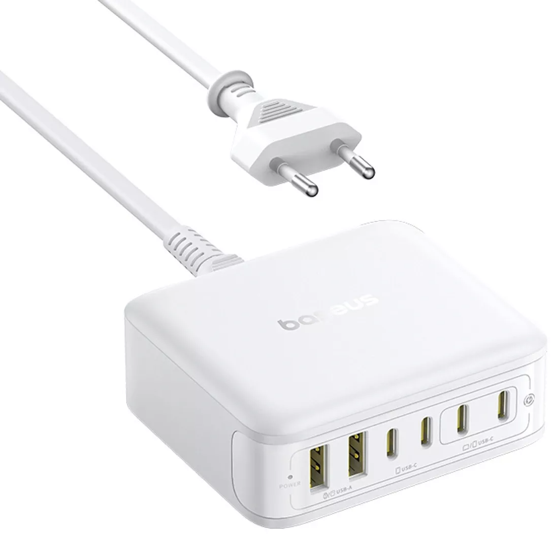 Punjač Stanica Baseus EnerFill FH21, 120W, 3.25A, 2 x USB-A - 4 x USB-C, Bijela E0120T01