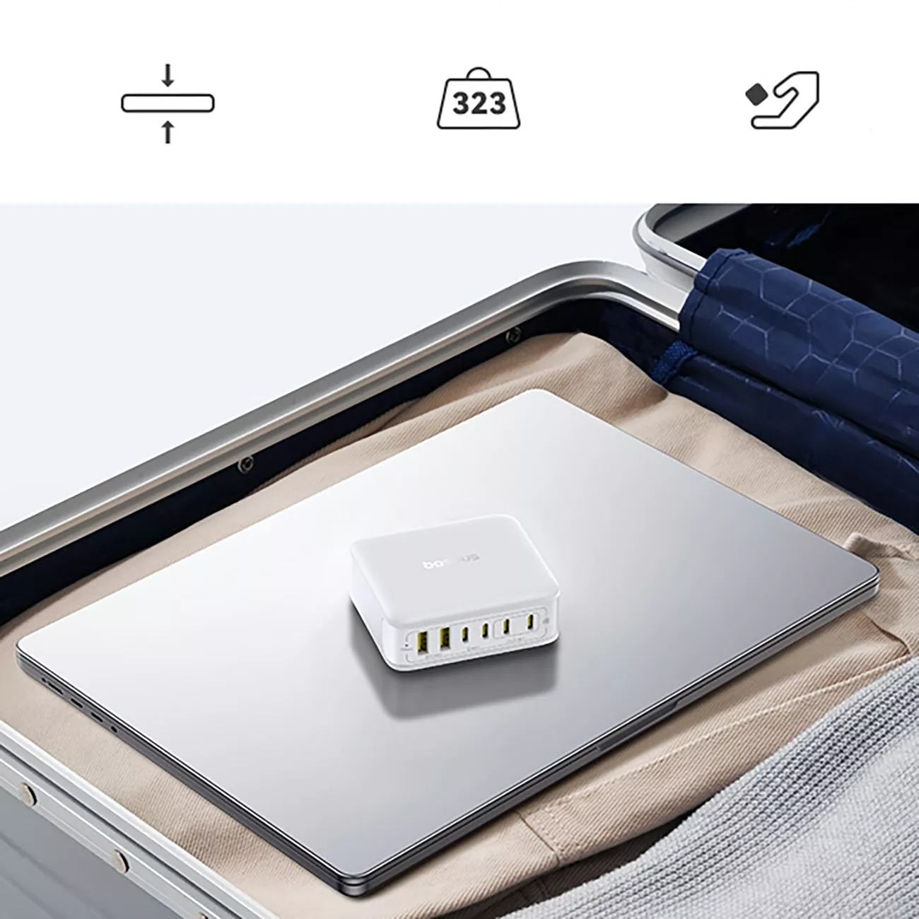 Punjač Stanica Baseus EnerFill FH21, 120W, 3.25A, 2 x USB-A - 4 x USB-C, Bijela E0120T01