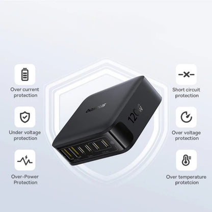Punjač Stanica Baseus EnerFill FH21, 120W, 3.25A, 2 x USB-A - 4 x USB-C, Crni E0120T00
