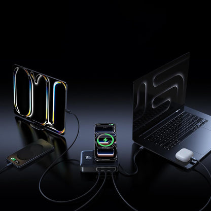 Punjač Stanica Baseus Nomos NH21 QI 5in1, 160W, 5A, 1 x USB-A - 2 x USB-C, Crna E0121700