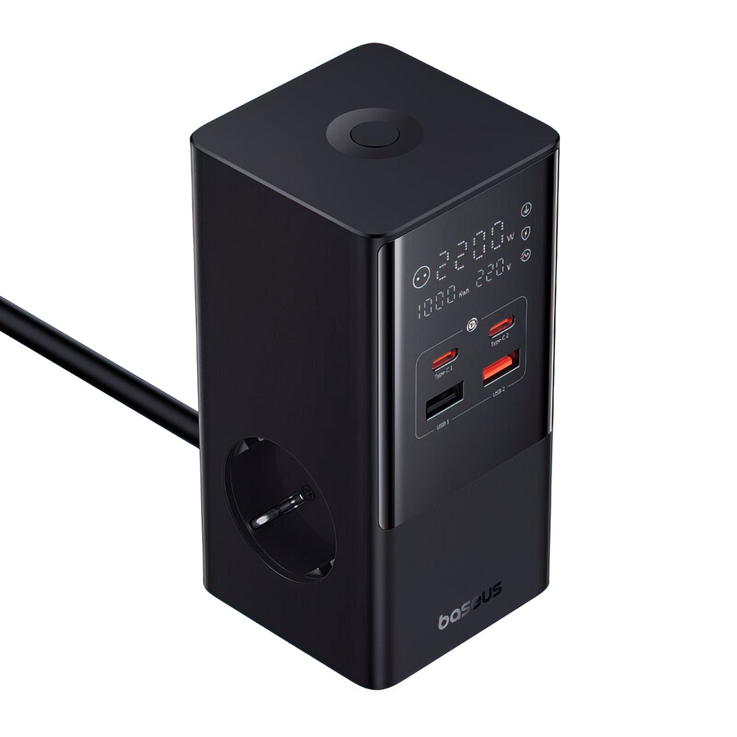 Punjač Stanica Baseus PowerCombo Tower, 100W, 5A, 2 x Schuko - 2 x USB-A - 2 x USB-C, Crna E00023609113-00