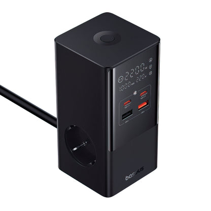 Punjač Stanica Baseus PowerCombo Tower, 100W, 5A, 2 x Schuko - 2 x USB-A - 2 x USB-C, Crna E00023609113-00